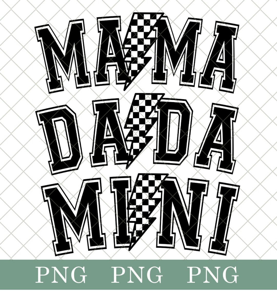 Family Mama Dada and Mini Lightning Bolt PNG - Etsy