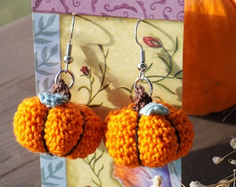 Crochet Pumpkin Earrings, Halloween Earrings, Fall Earrings, Fall Crochet Earrings, Pumpkin Earrings