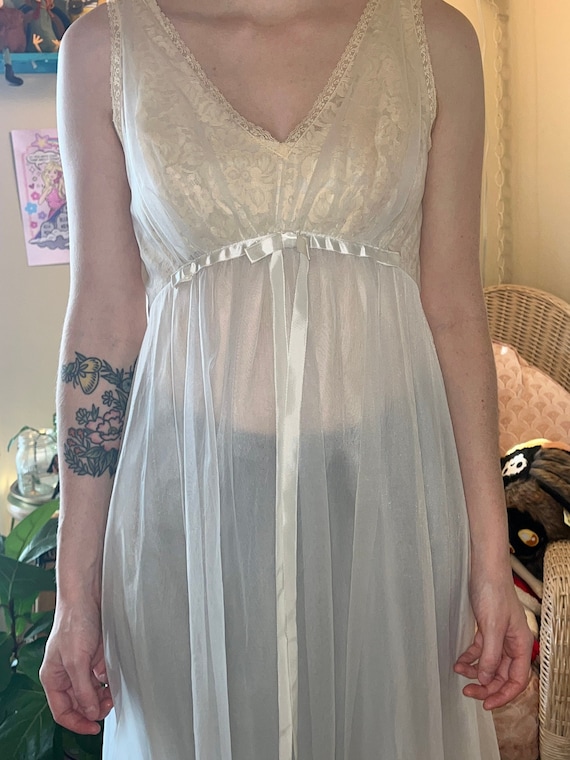 1970s / 1980s Vintage Blue Nightgown, Vintage Lin… - image 1