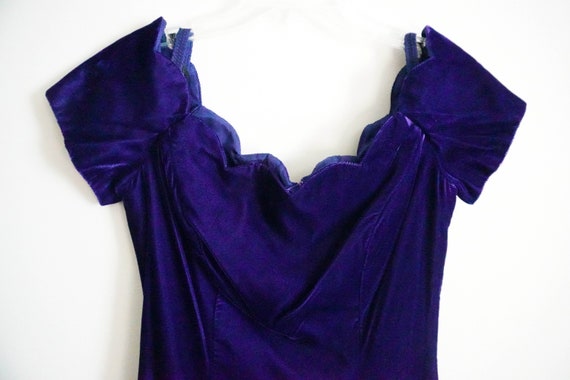 80s/90s Vintage Velvet Purple Skater Dress, 80s D… - image 3