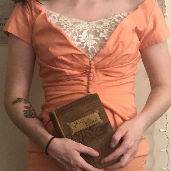 1950s Vintage Peach Cocktail Dress