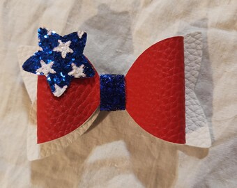Stars America Faux Leather Hair Bow