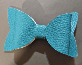 Teal Faux Leather Hair Bow