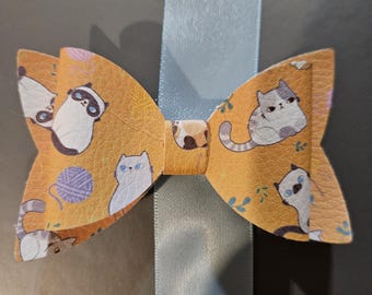 Cats Faux Leather Hair Bow