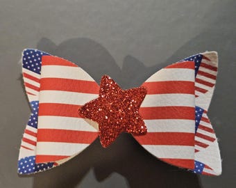 Stars & Stripes Faux Leather Hair Bow