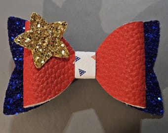 Gold Star Layered Hair Bow