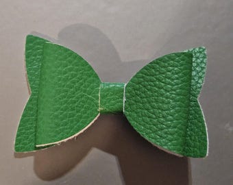 Green Faux Leather Hair Bow