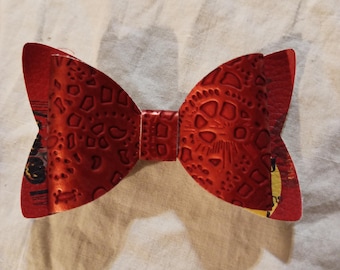 Spooky Layered Faux Leather Hair Bow