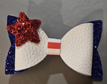 American Faux Leather Hair Bow
