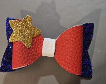 Patriotic Faux Leather Hair Bow