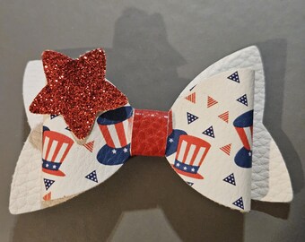 Shooting Star Faux Leather Hair Bow