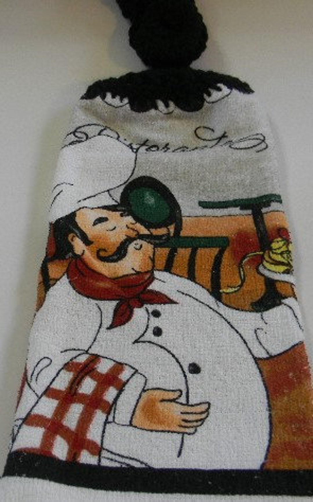 Ristorantes Chef Single Sided Towel, Black, Kitchen Towels, Crochet
