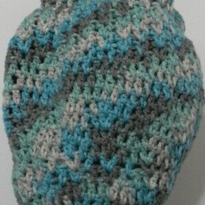 Grey-Blue Plastic Bag Holder, Reusable Storage Bag for Kitchen or Garage, Handmade and Designed to Hang from a Doorknob.