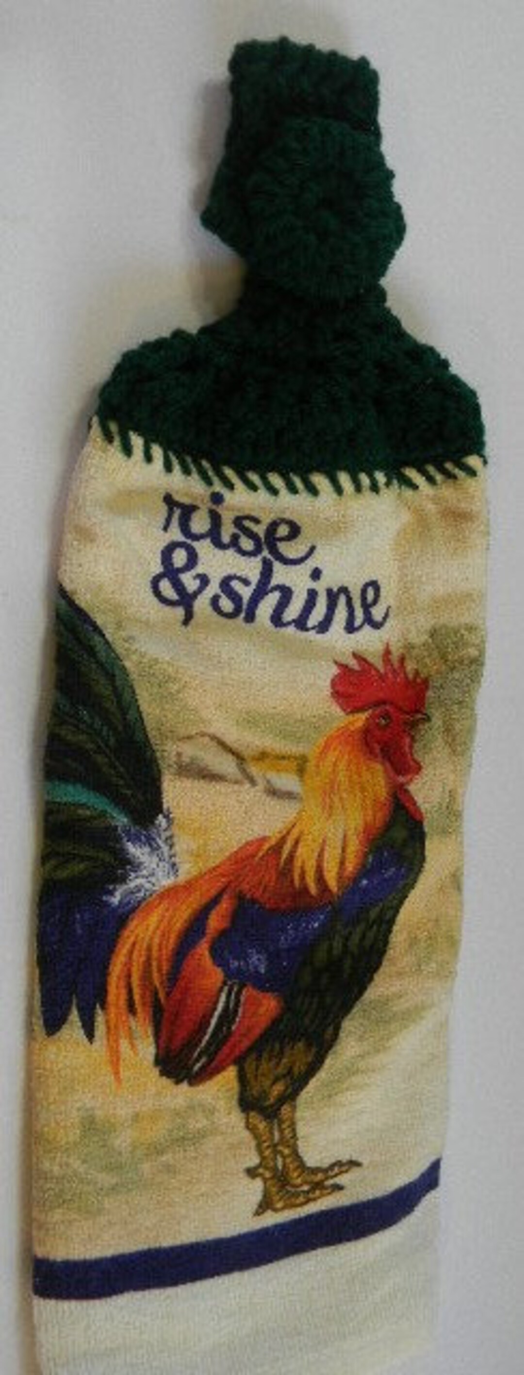 Rise and Shine Single Sided Towel, Hunter Green, Kitchen Towels, Crochet Towels, Baker Towels
