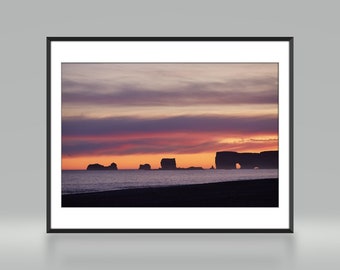 Dyrholaey at Sunset - Black Sand Beach - Land of Fire and Ice - Iceland - Reynisfjara - Color Photo Print - Fine Art Photography (IC22)