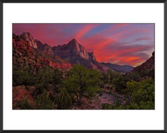 Sonnenuntergang im Zion Nationalpark - Farbe Fotodruck - Fine Art Landschaftsfotografie (SW04)