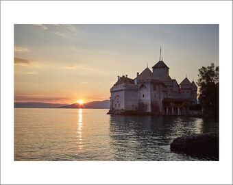 Chillon Castle at Sunset - Switzerland - Color Photo Print - Fine Art Photography (SW11)