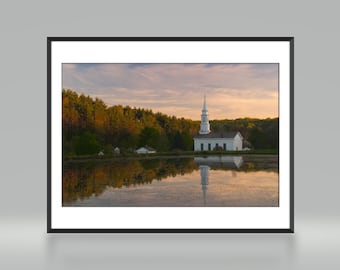 Evening on a Farm - Country Church - Historical Hale Farm in Ohio - Photo Print Nature Photography (HF04), Rural America, Rural Landscape