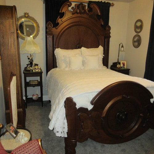 Antique Bed Headboard Footboard Vintage Carved Wood Filigree Etsy