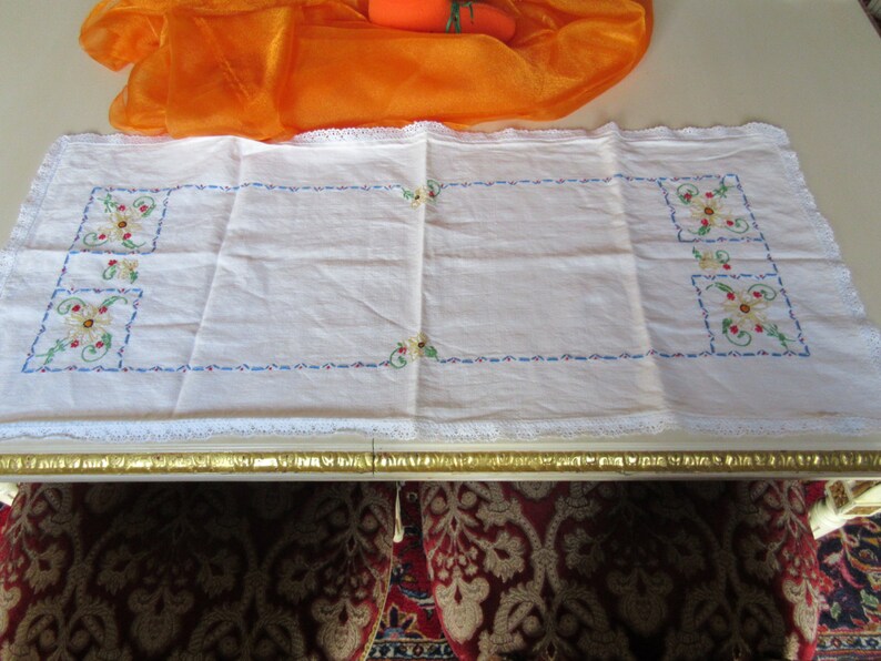 EMBROIDERED TABLE RUNNER or Dresser Scarf