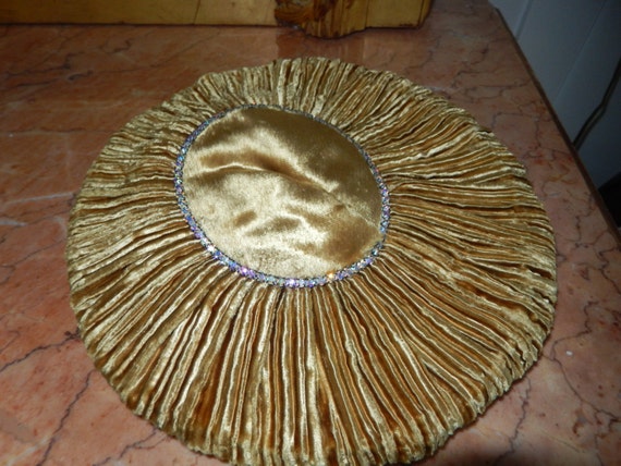 Vintage Hand Made Gold Velvet Hat