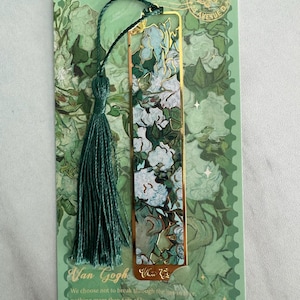 Marque-page en métal roses blanches dans un vase vert - Van Gogh