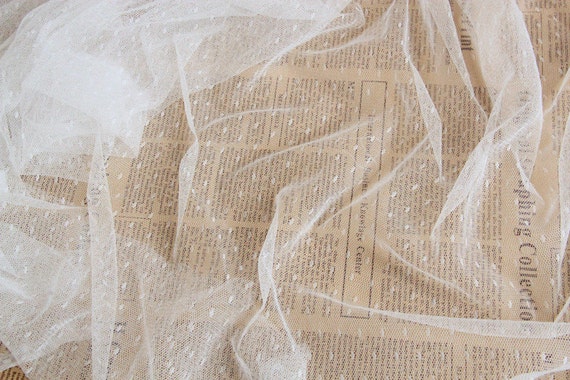 Dot Fabric, Dot Tulle For Veil, Veil Fabric, Dot Mesh Fabric, Soft, Ivory / White / Black,  160cm Wide