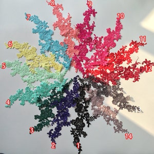 Venise Lace Applikation, Braut Spitze Applikation, Schwarz/Lila/Grün/Gelb/Blau/Fushia/Rot/Silber Grau 15 Farben