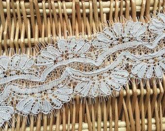 1.5 meters per piece Eyelash Alencon Lace Trim, Corded Bridal Lace Trims in Light ivory