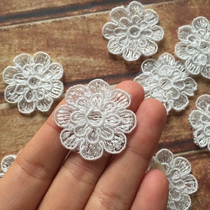 Diamter 3cm Alencon Lace Applique Flower In Ivory 10 pcs-100 pcs per set