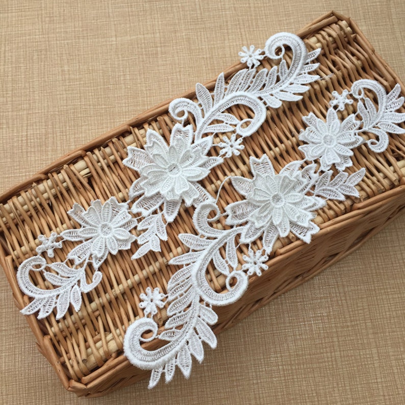 3D flowers lace applique Off WHite lace applique Bridal lace Etsy