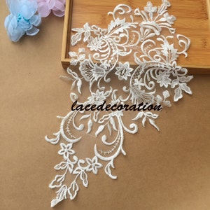 Gorgeous Quaity Ivory Bridal Wedding Lace Applique in big Size, Sell by piece