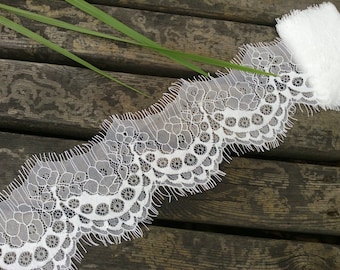 3.3 Yards Width 11cm Exquisite Off  White Eyelash Lace Trim, Chantilly Lace Trim