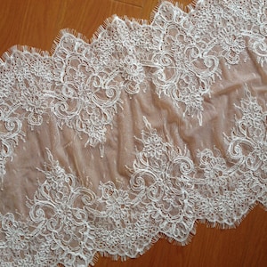 SALES!!! 3 meters/piece Ivory Alencon Lace Hem, French Alencon Lace, France Style Alencon Lace Hem, Bridal Veil lace Fabric