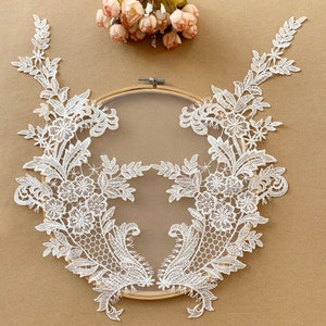 Super hochwertige Licht Elfenbein Stickerei Spitze Applikation, Venise Braut Spitze Motiv