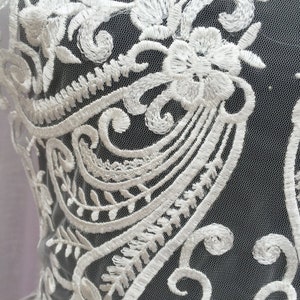 Stunning Flower Lace Sequin Appliqued Dress Ivory