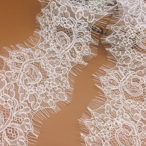 Chantilly Alencon Lace Trim, Corded Chanilly Lace Trim, Bridal Lace Trim,  3 meters per piece, Gorgeous Quality