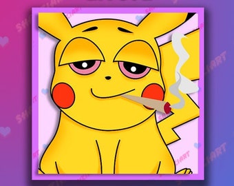 Stoned Pikachu | Emote | Twitch | Discord | Streaming | Digital Art | Digital Download