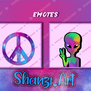 Alien and Peace Emotes | Twitch | Digital Sticker | Stream | Discord