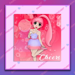 Pink Anime Style Girl | Digital Download | Wall Art