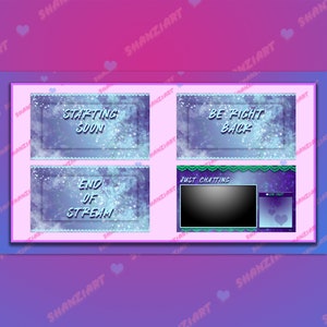 Static Screens | Twitch | Streaming | Intermission | Be right back | Starting soon | End of stream | Purple | Cute