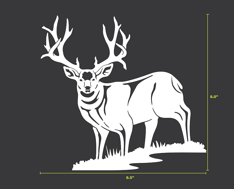 Mule Deer Vinyl Decal 8.5in. X 8in. silver, White, Tan Etsy