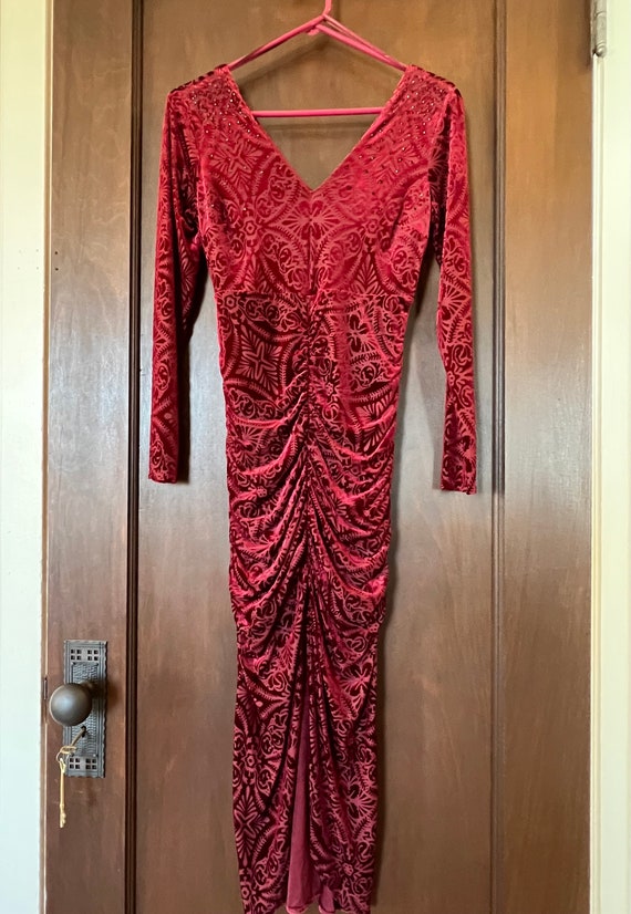 Elegant Burgundy Bodycon Velvet Burnout Cocktail/tango Dress - Full/3/4  Length XS Vntg W/tags! - Etsy