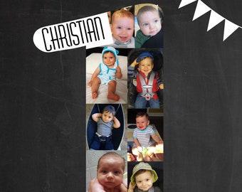 1st Birthday Photo Collage, 1st Anniversary Gift, 1st Birthday Personalized Gifts, Pictures Collage, Personalized Collage, Collage Number