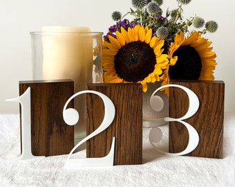 Wood and Acrylic Table Numbers | Wedding Table Numbers | Seating Chart | Wedding Table Decor | Centerpiece | Oak Table Numbers