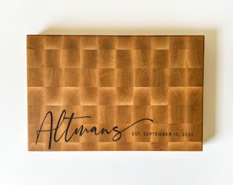 Maple Wood End Grain Cutting Board | Personalized Cutting Board | Engraved Cutting Board | Charcuterie Board | Light Wood Custom Board