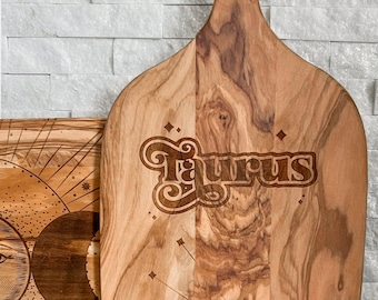 Star Sign Constellation Engraved Olive Wood Charcuterie Board | Cutting Board | Astrology | Tarot Card | Zodiac | Birthday Gift for Her