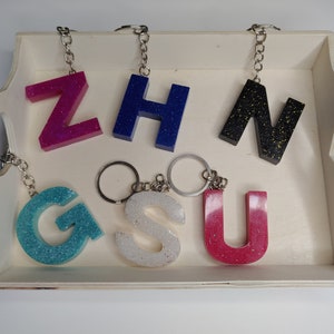 Custom Sparkle Initial Keychain | Letter Keychain | Glitter Keychain