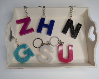 Custom Sparkle Initial Keychain | Letter Keychain | Glitter Keychain