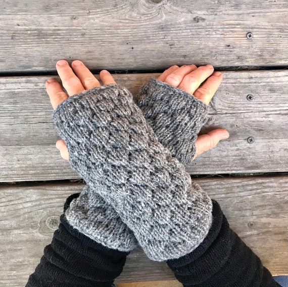 Wool Fingerless Fleece Lined Gloves 